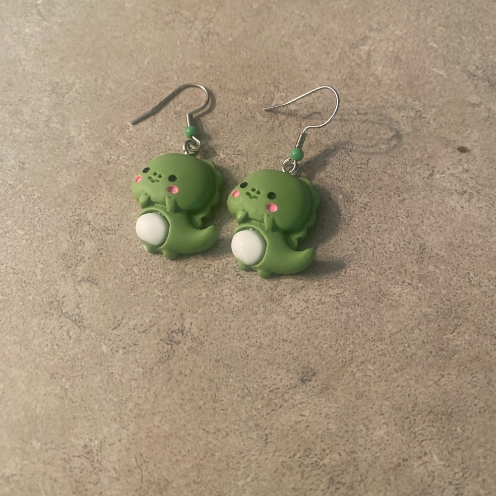 Cute handmade dinosaur earrings